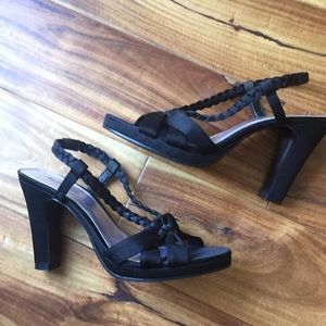 American Eagle Black Strappy Heels Size 7.5 M